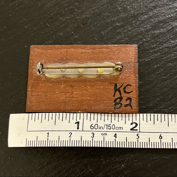 Vintage National Wildlife Conservation Cardinal Stamp Brooch Stamp Wooden Back - Picture 8 of 10